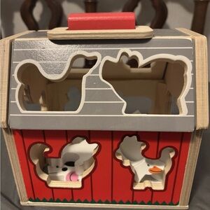 Melissa And Doug Wooden Take-Along Barn Toy With Flip-Up Roof and 9 AnimalPieces